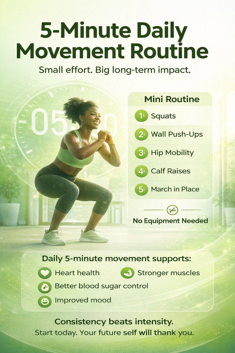 SpringforthW's tweet photo. You don’t need a gym to stay active. Start with five minutes.

#Exercise
#Springforth
#healthy https://t.co/XveiYZrwGt