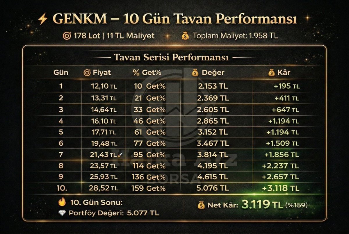 ⏺️ GENTAŞ KİMYA #GENKM MUHTEMEL TAVAN TABLOSU 🔥🥳
👉 Sizce kaç tavan yapar?
👉 Tablo nasıl olmuş?
#bist100 #halkaarz