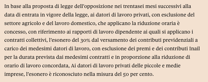 Phastidio's tweet photo. Ribadiamolo: la 4DayWeek è frutto di accordi liberamente negoziati tra imprenditori e lavoratori, senza oneri per la collettività. Solo in un paese di cialtroni come l'Italia si poteva pensare a un sussidio per introdurla

Stop alle 32 ore settimanali: la Camera boccia la proposta dell’opposizione sulla riduzione dell’orario di lavoro a parità di salario https://t.co/5qDrdtgphN