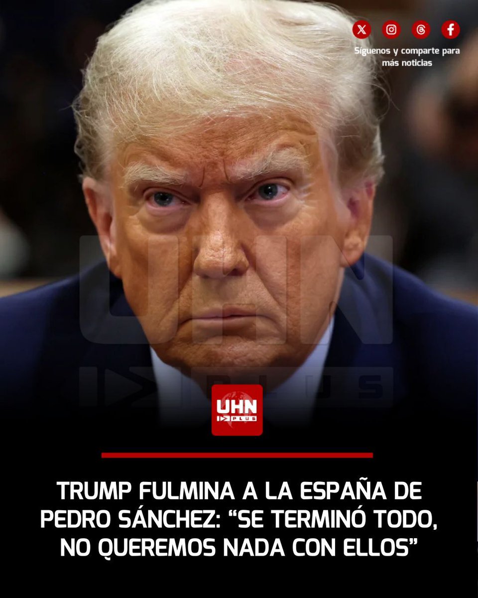 🇪🇸🇺🇸‼️ | Tras negarle el acceso a las bases aéreas conjuntas, Donald Trump sentenció a Pedro Sánchez: "España ha sido terribles. De hecho, he pedido cortar todos los tratos con España. Ellos dicen que no podemos usar sus bases. Eso se acabó. Podemos usar sus bases si queremos.