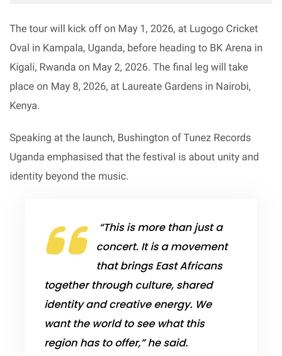 Vybz Kartel is coming to Uganda 🇺🇬🔥

The King of Dancehall, Vybz Kartel, is set to headline the Talanta East Afrika Festival on May 1, 2026 at Lugogo Cricket Oval in Kampala!
The tour then heads to BK Arena, Kigali on May 2, and Kenya on may 8! Mark the date🔥 #tunezrecords