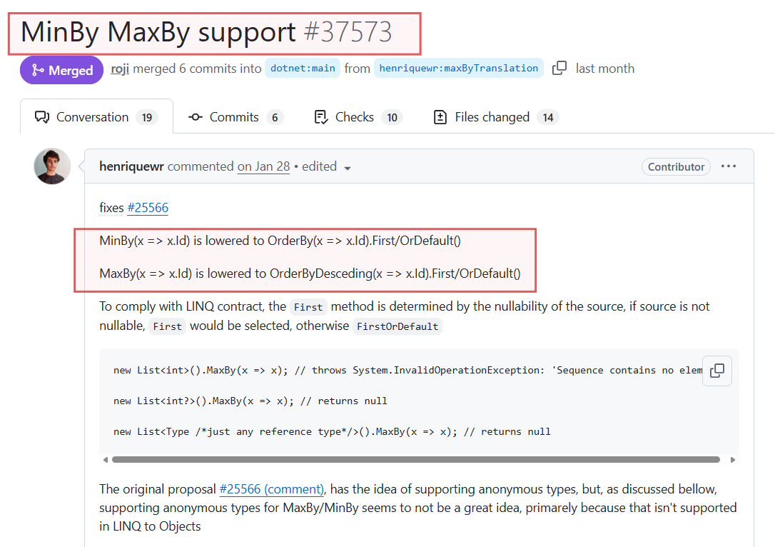 Dave_DotNet's tweet photo. MinBy / MaxBy support coming to Entity Framework  😍

Should be here in EF 11 Preview 2 by the looks of things
#dotnet https://t.co/UHQFJgbqTz