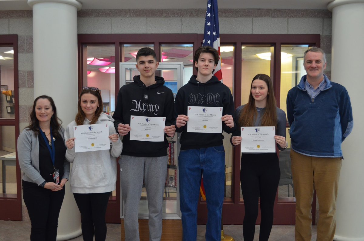 PortsmouthHS_RI's tweet photo. Shout out to our February Patriots of the month! Juni W, Riven P, Ben K, and Victoria C exemplify what it means to have #PHSPRIDE🇺🇸 with style 😎😎 https://t.co/MEzBQClOfM