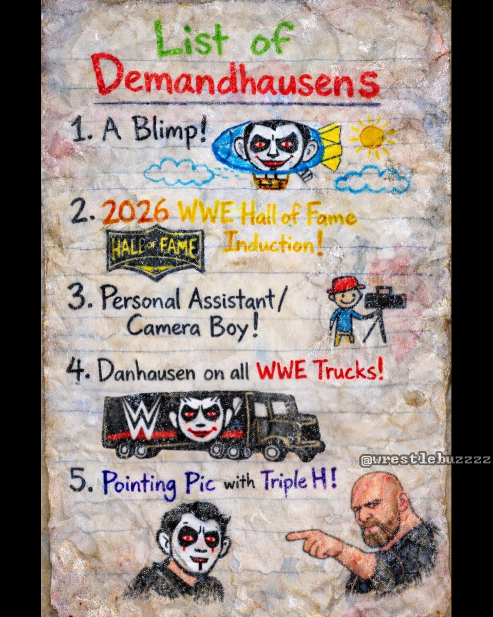 Hey <a href="/ScrapDaddyAP/">Adam Pearce</a>, just incase you misplaced the list! 

#WWERaw #Danhausen