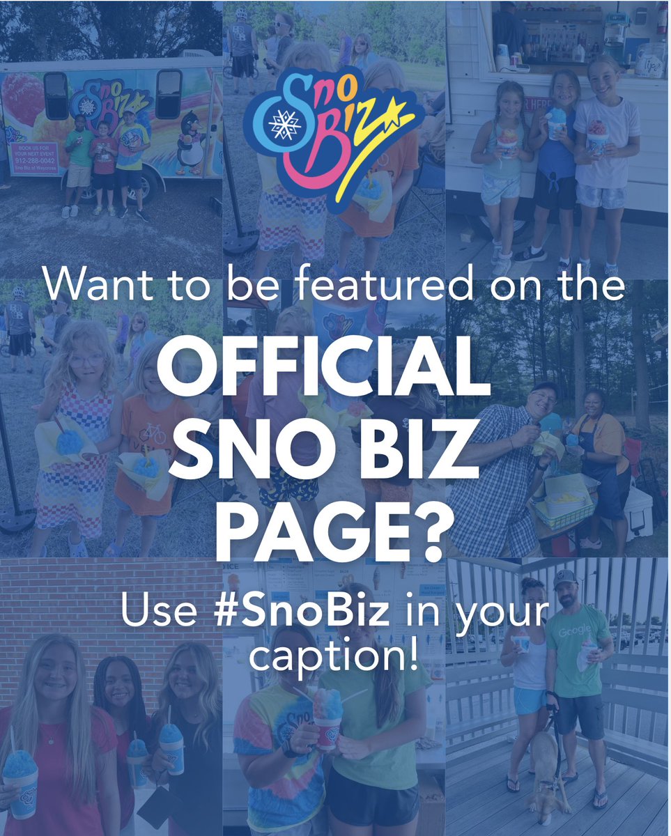 SnoBizFans's tweet image. “Let us feature you and your friends enjoying your favorite Sno Biz treats! Tag your crew and show us your good taste! 📷📷 #SnoBiz #GoodTreatTastes”