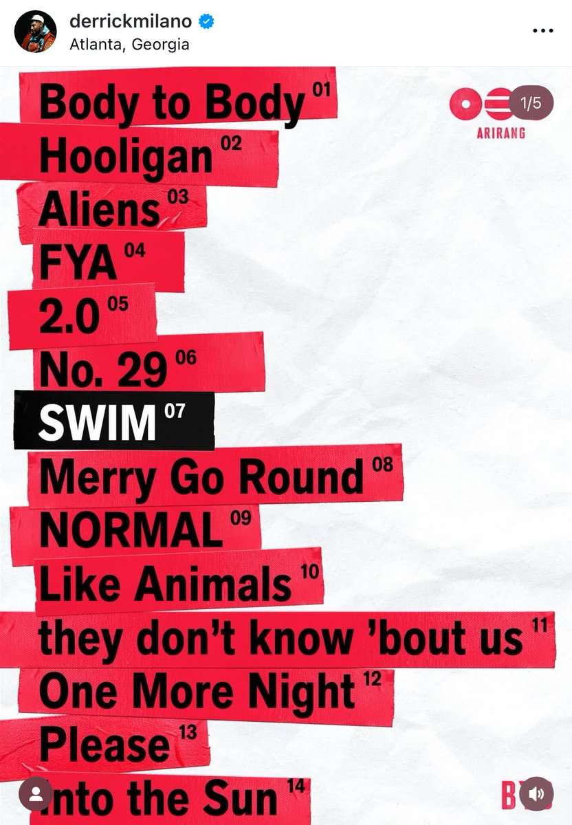 btschartsxdaily's tweet image. [INFO] Derick Milano who worked on #BTS_ARIRANG via IG Post!

“#BTS - “Arirang” 3/20
6 songs. One HISTORIC album. Endless gratitude.
Being a part of this new project means more than credits on paper - it's legacy, collaboration, and culture moving in real time. To contribute to