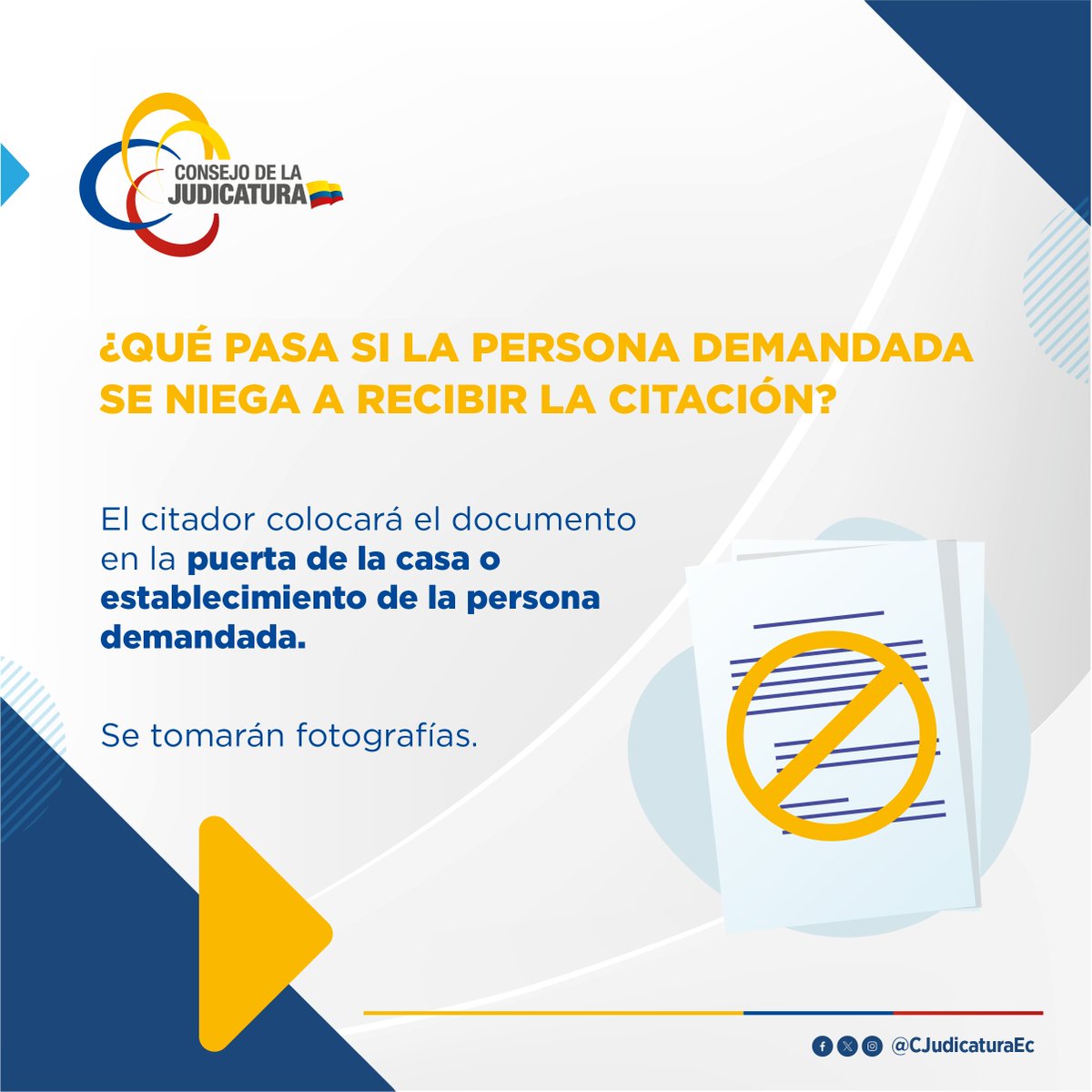 🗒️Dentro de un proceso judicial existen personas que se niegan a recibir las citaciones. ¿Sabes cómo se procede en esos casos? 
Mira 📷 
#CitacionesCJ
