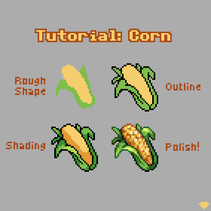 mirrutatep's tweet photo. Quick mini-tutorial on how I drew an ear of corn 🌽

#pixelart https://t.co/4EhYqvYiwt
