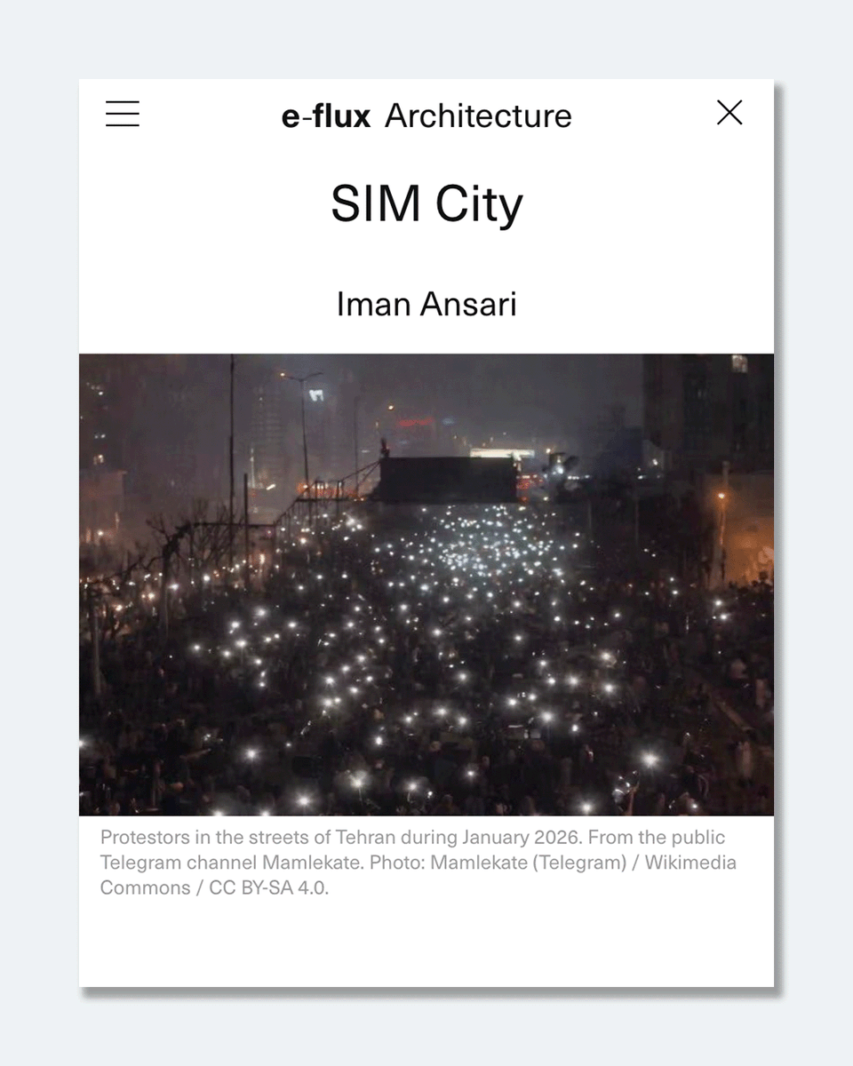 KnowltonOSU's tweet photo. Assistant Professor of Architecture Iman Ansari has published “SIM City” in e-flux. The article addresses the use of SIM cards in Iran to police citizens and curb dissent.

Read more: https://t.co/G9YitHuiqm https://t.co/5q10KH3kM3