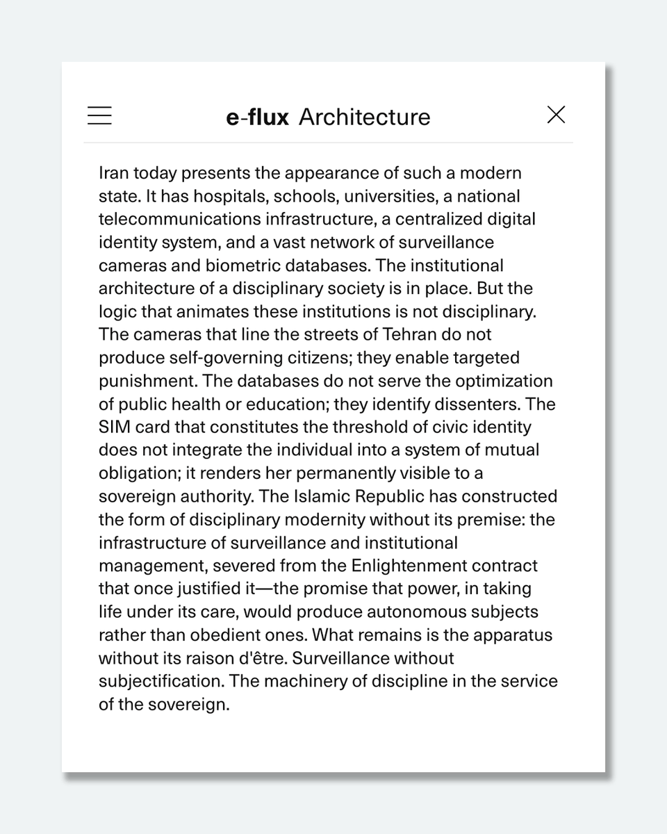 KnowltonOSU's tweet photo. Assistant Professor of Architecture Iman Ansari has published “SIM City” in e-flux. The article addresses the use of SIM cards in Iran to police citizens and curb dissent.

Read more: https://t.co/G9YitHuiqm https://t.co/5q10KH3kM3