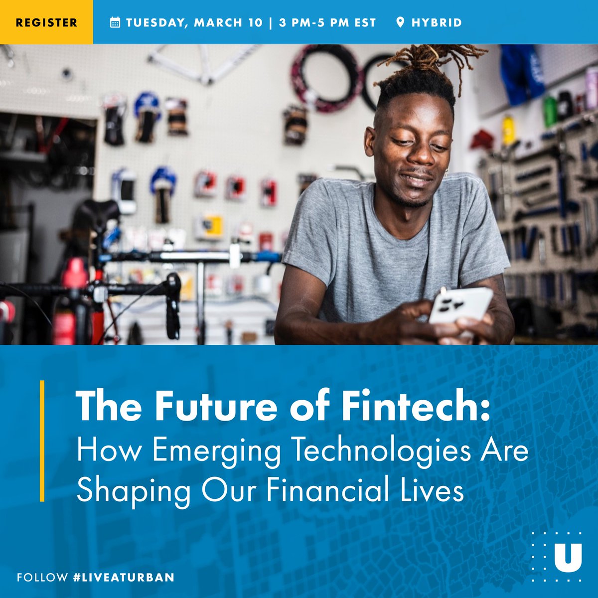 urbaninstitute's tweet image. Don’t miss Urban’s Financial Well-Being Hub event on 3/10 @ 3 p.m. ET. Register today for this #LiveatUrban conversation on how emerging financial #technologies are shaping people’s lives. urbn.is/4s6ypxx