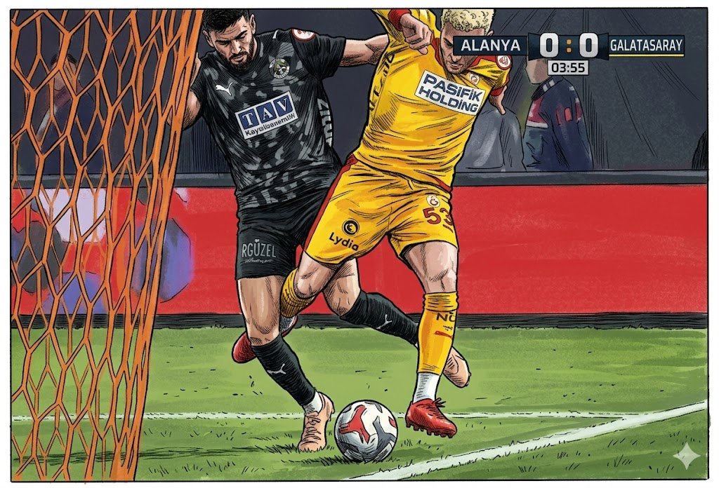 Ayağını rakibe takan Barış Alper, ama karar penaltı.

Artık sözün bittiği yerdeyiz.