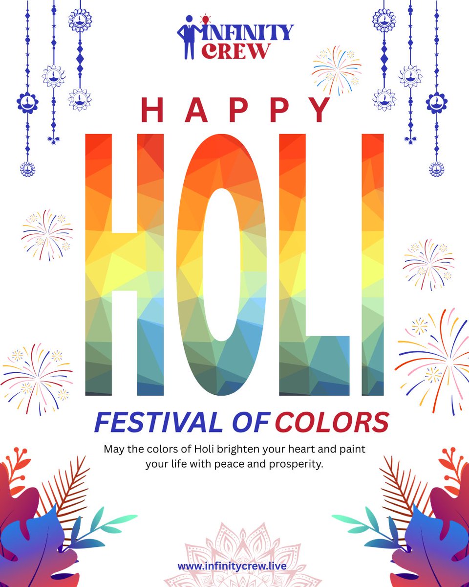 InfiinityCrew's tweet photo. Festival of Colors – Happy Holi! 🌸
At Infinity Crew, we celebrate not just the festival of colors but the spirit of unity, positivity, and new beginnings that it brings.
#HappyHoli #FestivalOfColors #Holi2026 #InfinityCrew #Celebration #PeaceAndProsperity #NewBeginnings https://t.co/duYnquzpDJ