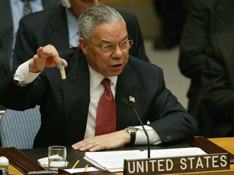 jeff_treistman's tweet photo. 2003, Powell: "Saddam Hussein and his regime are concealing their efforts to produce more weapons of mass destruction.”

2026, Trump: The Iranian regime would “soon have had missiles capable of reaching our beautiful America."

#iran #IranWar #iraq https://t.co/y021K1GaQL