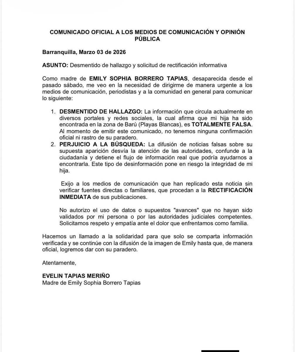 AtlanticoEmi's tweet photo. LO ÚLTIMO!
Familias de Emily Sophia y María de los Ángeles desmienten su aparición y aseguran que continúan desaparecidas https://t.co/nrhhB8fxG7 https://t.co/jl8eRNnsnv