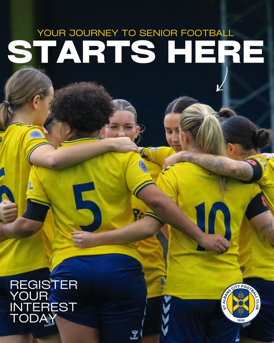 Your journey to senior football starts here 💛💙

Through our Women’s Development Team, ambitious players have a clear pathway to progress into senior football with St Albans City Women.

👉 Register your interest today by emailing anthony.gosling@stalbanscityfc.com 

#SACFC😇