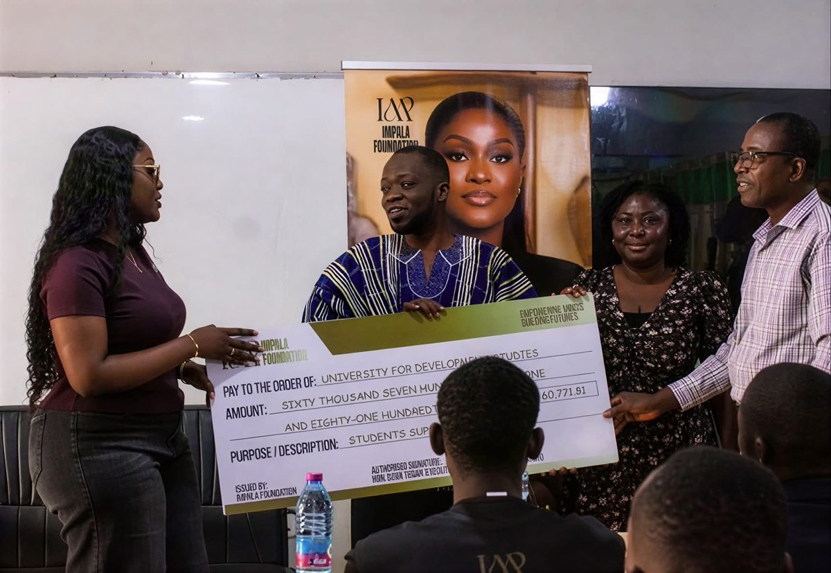 uds_official's tweet photo. 🎓 23 students of UDS have received full tuition scholarships from the Impala Foundation for the 2025/2026 academic year.
The award supports brilliant but financially disadvantaged students, reinforcing access, equity & academic excellence.
#UDS #Scholarships #EducationalEquity https://t.co/Y1pFVoNsLI