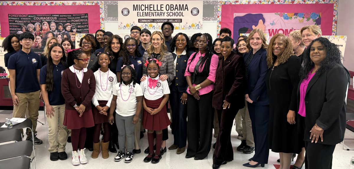 NewJerseyDOE's tweet image. Governor Sherrill, Commissioner Laux, Senator Ruiz, and Congresswoman LaMonica McIver joined the students at Michelle Obama Elementary in Newark to celebrate #ReadAcrossAmericaDay. From the classrooms to the library, it was a fantastic day to celebrate the magic of literacy.