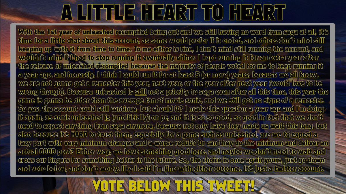 is sonic unleashed on pc yet? tweet media