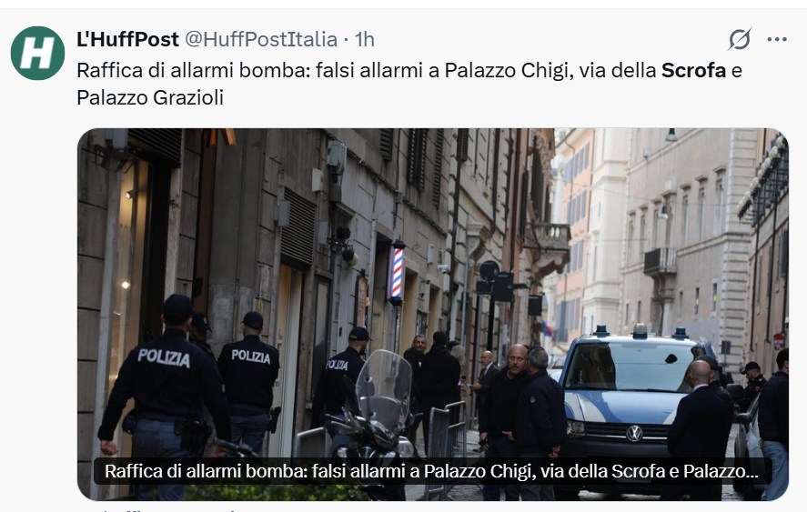 lucillaMasini2's tweet photo. E niente, per fortuna gli allarmi bomba nella sede di FdI, a Palazzo Grazioli e a Palazzo Chigi erano infondati.
Per distrarre la massa non potevano inventare qualcosa di più credibile, tipo l'apocalisse Zombie?
#allarmebomba #scrofa #3marzo #Iran #MedioOriente https://t.co/KYmoRq6e5o