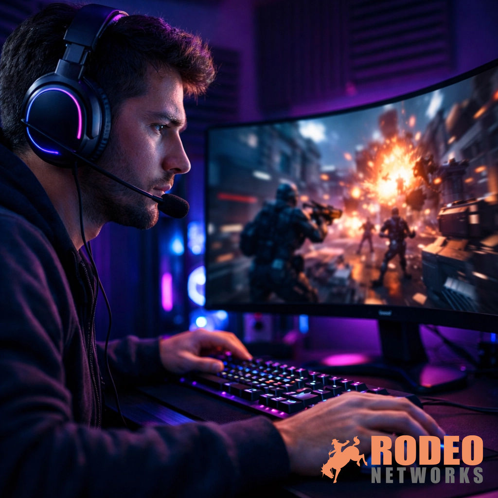 rodeointernet's tweet photo. Sick of lagging out when the match gets intense? 🖱️💥 Competitive gamers in Asotin &amp; Clarkston: upgrade to Rodeo Networks. Our fiber and wireless tech are built for low latency and zero lag. Level up your setup at https://t.co/OYQzkxH7Ze! 🎮 #WarriorWednesday #GamingLife https://t.co/iO2eTxgmOr