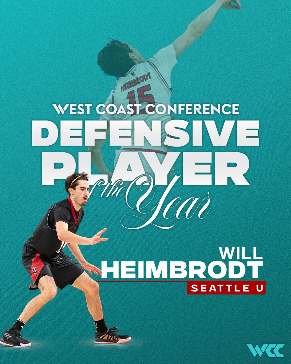 West Coast Conference Defensive Player of the Year
Will Heimbrodt, <a href="/seattleumbb/">Seattle U Men's Basketball</a> 

#WCChoops #WeRiseintheWest