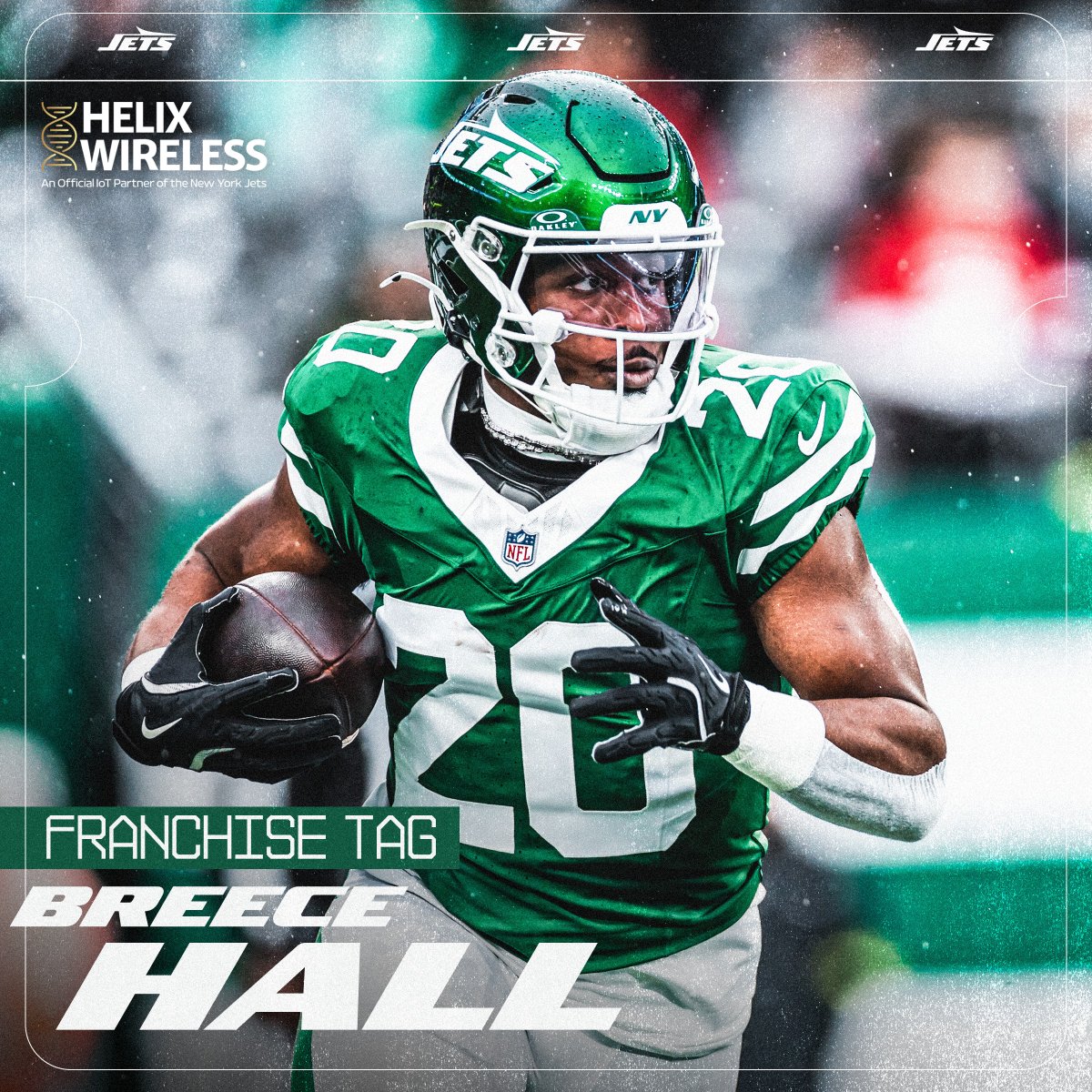 nyjets's tweet photo. We've placed the non-exclusive franchise tag on Breece Hall.