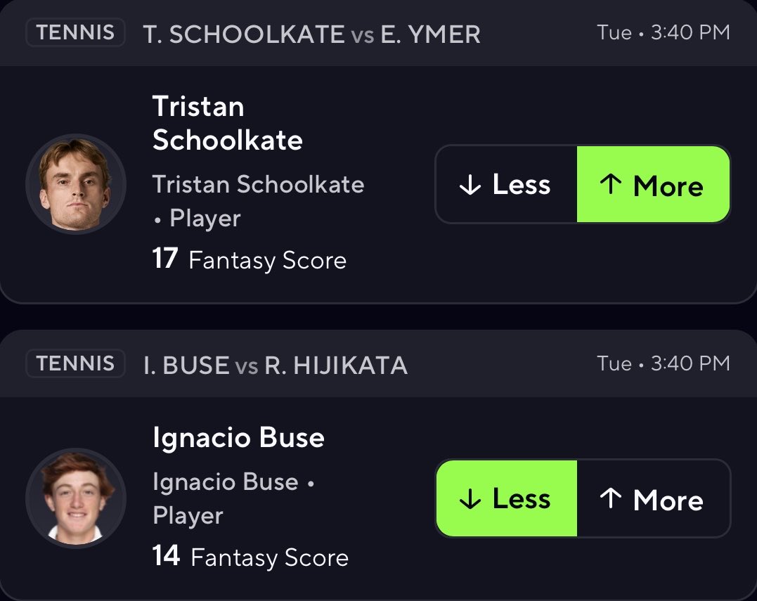 3/3 🎾☢️ On <a href="/PrizePicks/">PrizePicks</a> #PrizePicks

BIG INJURY/INSIDER INFOℹ️

🚨20 Units🚨

#Draftkings Players play Schoolkate Moneyline, parlay with Rinky Hijikata Moneyline

If you haven’t yet played on PrizePicks, go download the App

#GamblingX #Prize #Picks #Parlay #Tenis #Tennis #Bettin
