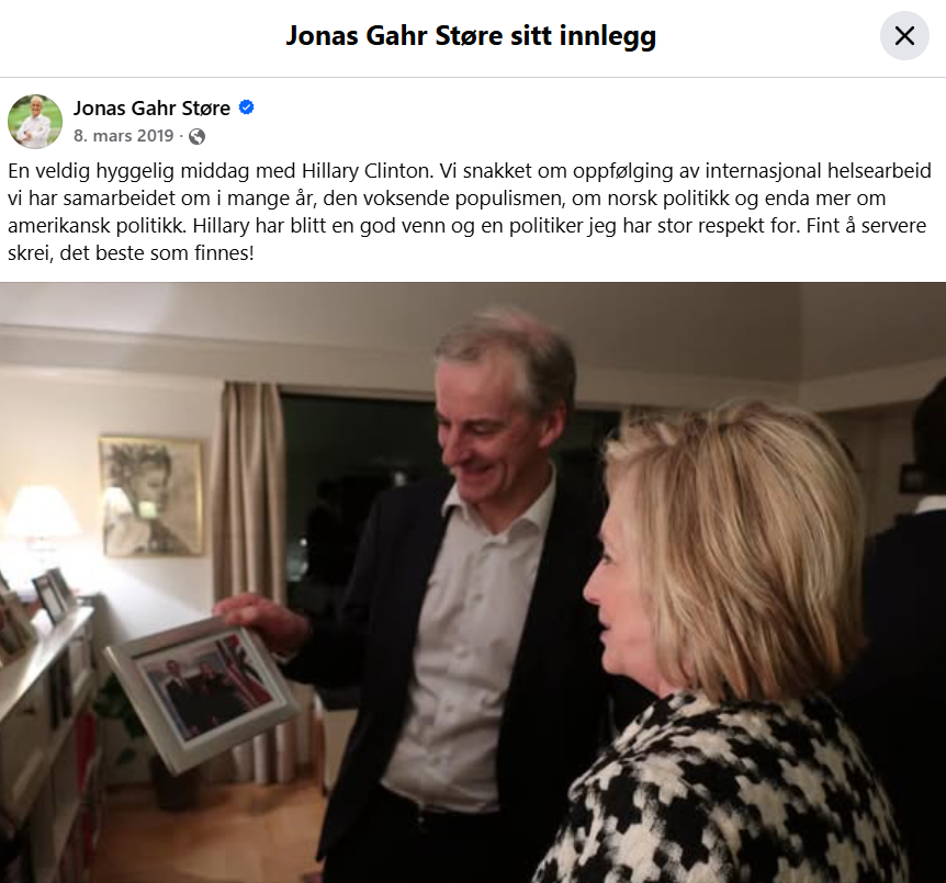 Torskemiddag for den onde elite - 2019

Internasjonalt helsearbeid har han samarbeidet med Hillary om i mange år.