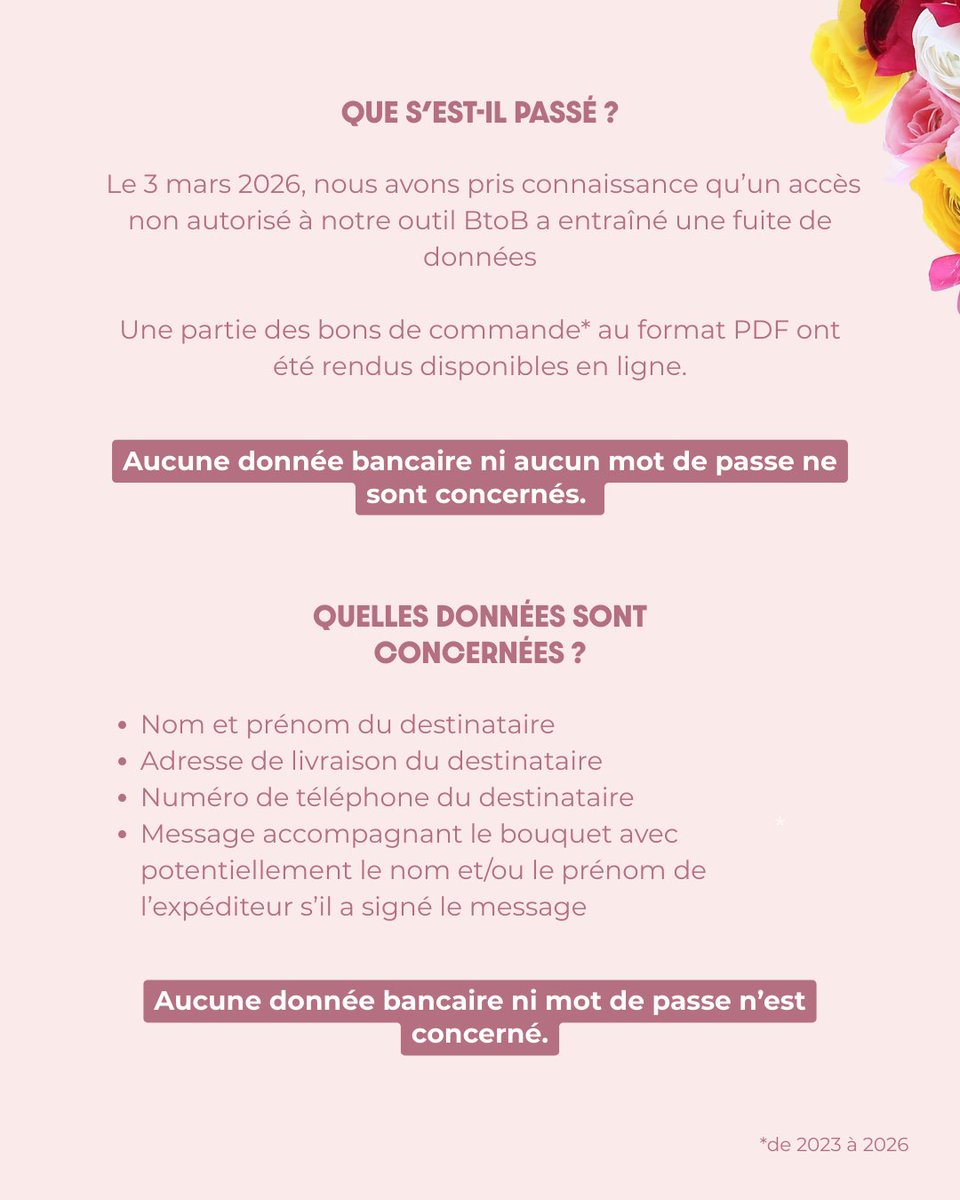 florajet's tweet photo. Information importante sur la sécurité de vos données.

Nous souhaitons vous informer en toute transparence d’un incident de sécurité.

Toutes les informations sur cette situation se trouve ci-dessous. https://t.co/YHvDjLOBQL