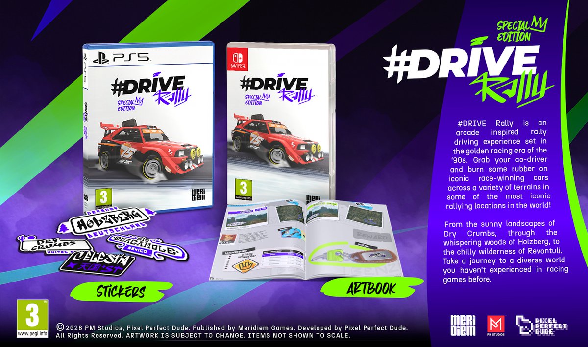 KrolMichal's tweet photo. TAK! Jedna z najlepszych polskich gier wyścigowych doczeka się wydania pudełkowego 😍 #Drive Rally (@drivethegame) to dzieło @dariuszpietrala i jest absolutnym sztosem.
Szczegóły i cena: https://t.co/B9cFtE4WYh
#polskiegry #PixelPerfectDude #DriveRally #PMStudios #Meridiem #PS5 #PlayStation5 #Switch #Nintendo @PMStudiosUSA @MeridiemGames