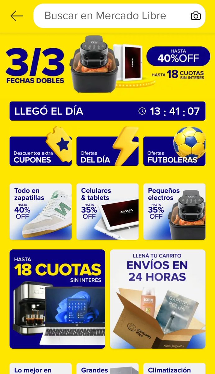 MarDelPlataARG's tweet photo. Inauguramos una nueva tienda donde subimos las mejores ofertas que hay en Mercado Libre
Descuento, cuotas y más!
Clickea en el link y mira los casi 100 productos a precios increíbles!
Además suma el cupon de $10.000 off 👇
FECHASDOBLES
https://t.co/MXUX7Jlku6 https://t.co/KRvUYun5pY