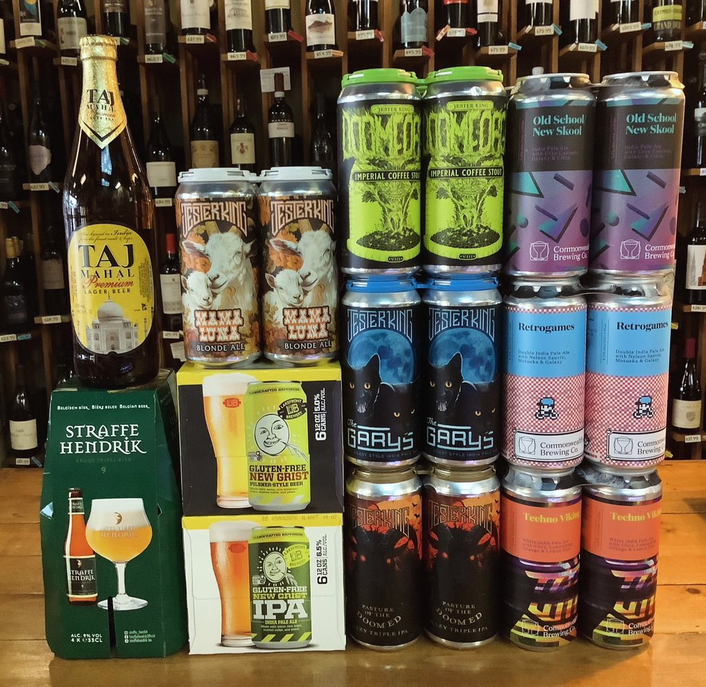 Tuesday drops have arrived 🍻
@jesterkingbrewery w/ 4 different styles in stock
@commonwealthbrewco w/ fresh drops 
@lakefrontbrewery bringing a GF Pilsner
<a href="/triplecrossing/">Triple Crossing Beer</a> refresh
@tajmahalbeer1 is back after a long hiatus

Drop by &amp; grab your weekly brews #shoplocal 🍺🍷