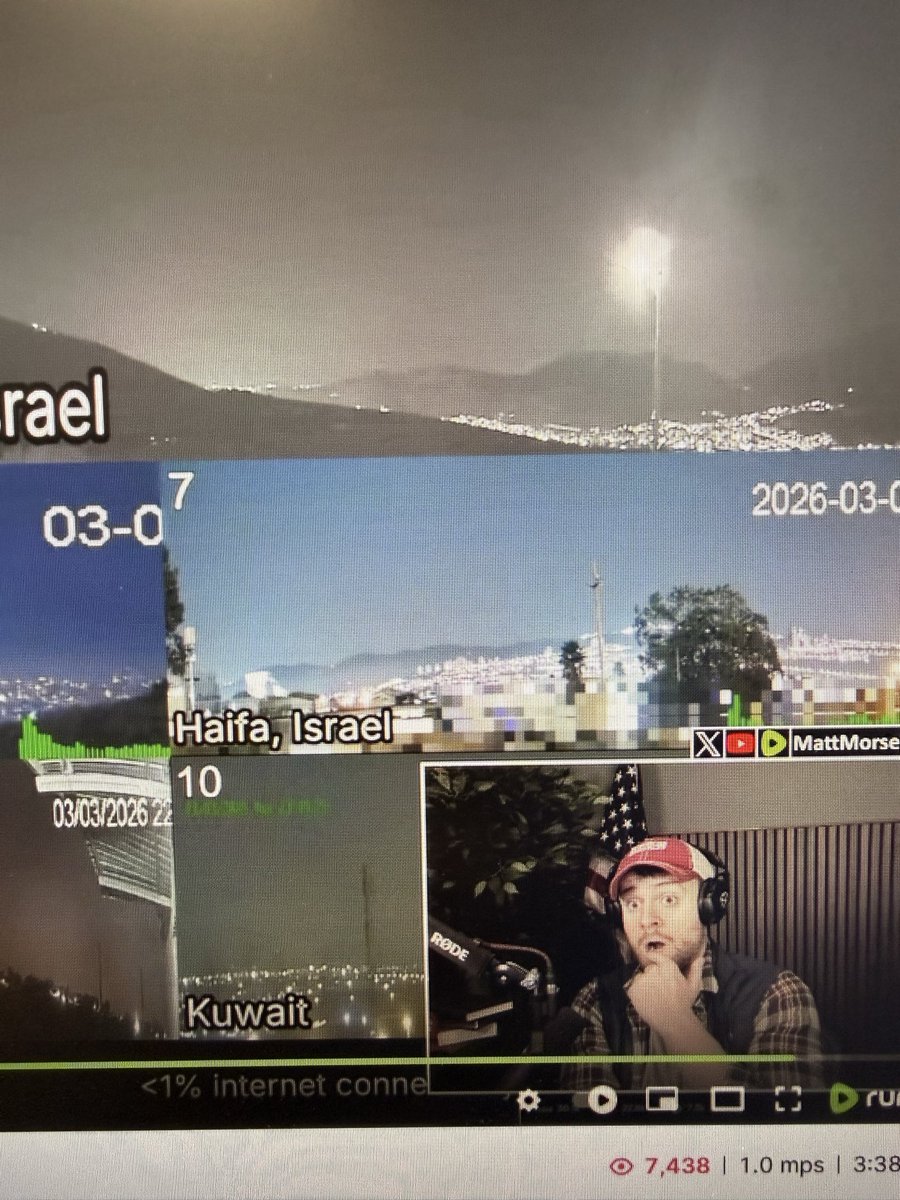 TreverSternber1's tweet photo. @MattMorseTV has great coverage on rumble and YouTube of everything in the Middle East.

Even after 3 days a 9-12 hour streams he still gets surprised by the missile interceptions!🫣 https://t.co/Z0vu6AZHM1