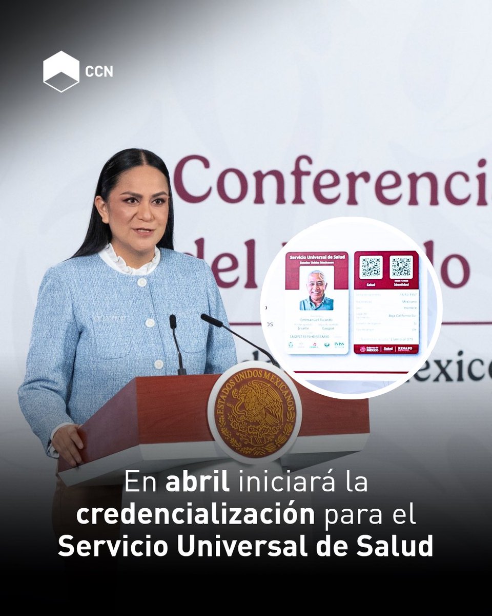 CCNews__'s tweet image. Será la Secretaría del #Bienestar la encargada de coordinar e implementar la Credencialización del #Servicio Universal de Salud. 

La secretaria #AriadnaMontiel adelantó que el proceso iniciará los primeros días del mes de abril, mencionó específicamente el día 2. 

Con esta