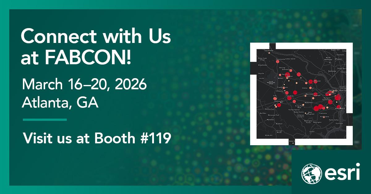hayroo's tweet photo. Esri will be at #FabCon 2026! Visit us at Booth #119 for live demos of ArcGIS for #MicrosoftFabric to see mapping and spatial analytics in action. Discover how to optimize operations and unlock new insights—all within your existing Fabric environment. https://t.co/5vLCpn7N1n https://t.co/cFiL9vj5fg