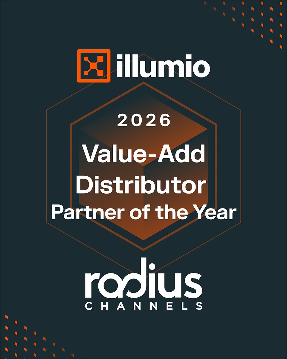 radiuschannels's tweet photo. Radius Channels is excited to announce that we have been recognized as the 2026 @illumio Value-Added Distributor Partner of the Year, as part of Illumio's Global Partner Awards ceremony! 

We appreciation the recognition and look forward to driving even more success in FY27. https://t.co/L0INilnbgh