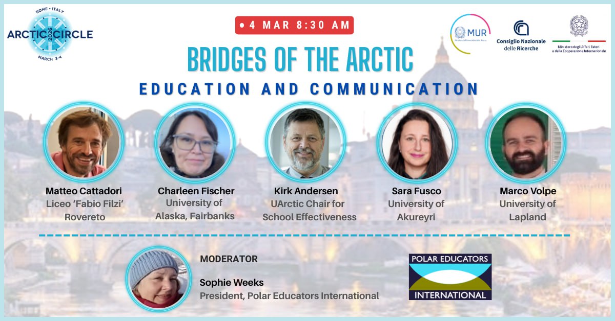 EducatorsP47779's tweet photo. 🌉 Bridges of the Arctic: Education &amp; Communication ❄️
Join us on 4 Mar, 8:30 AM CET, for a discussion with speakers from across the Arctic on connecting Arctic research, education, and society🌍

#ArcticCircle #PolarEducation #SciCommunication #BridgesOfTheArctic #PolarCommunity https://t.co/QRx3Sgi4Kd