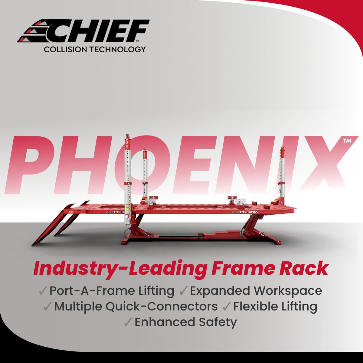 chief_collision's tweet photo. Buying your first frame rack is a big step for up-and-coming collision shops. Trust this big step with an established frame rack brand whose products will last your shop for years to come.

See the Phoenix in Action:
https://t.co/mvaoeXFQJL https://t.co/qpaCn8ACqG