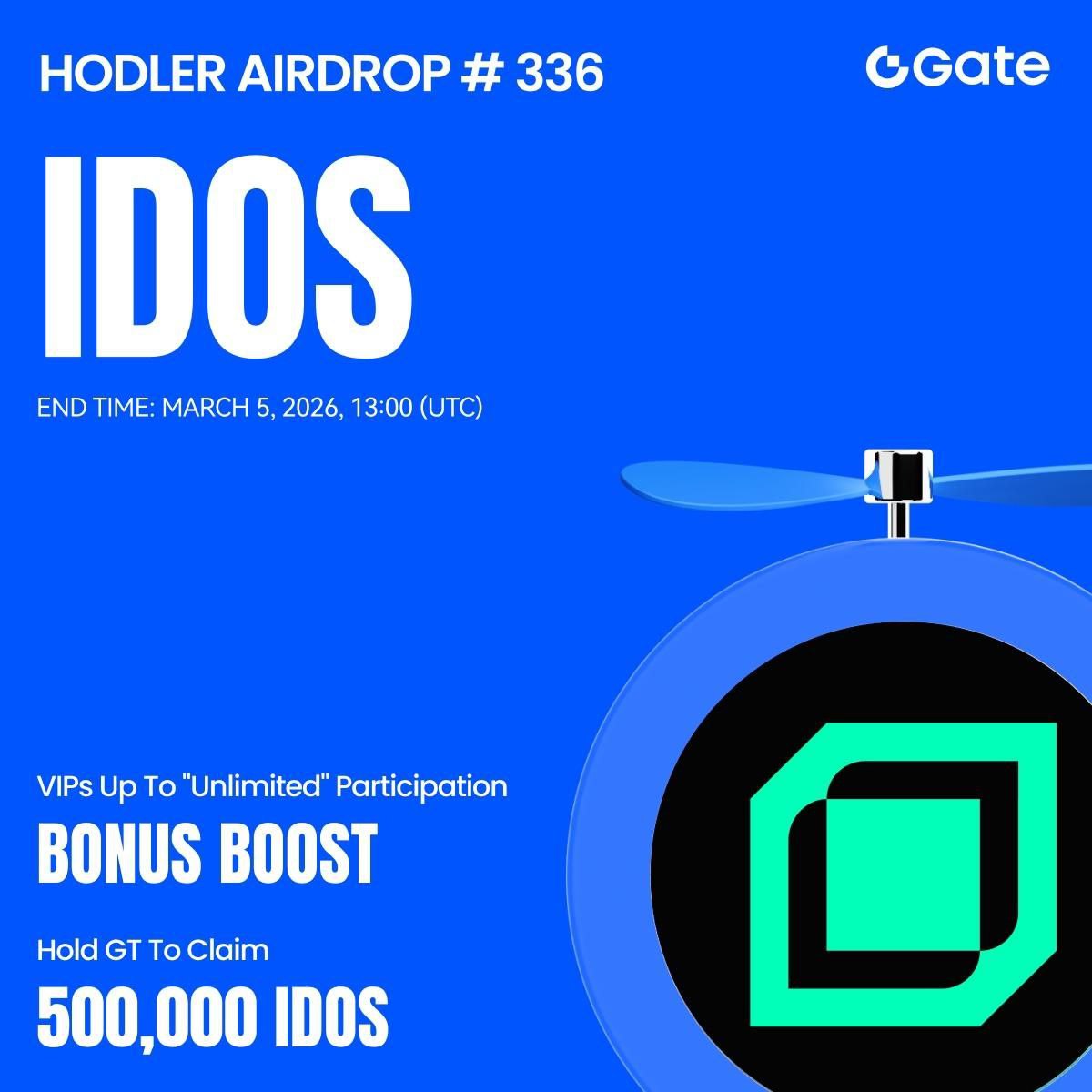 🤑Gate Listing Alert: IDOS + HODLer Airdrop!

🔹 Reward Pool: 500,000 IDOS
🔹 Unlock: 100%
🔹 Requirement: KYC + ≥1 GT

⏰ Airdrop Ends: March 3, 13:00 (UTC)
📈 Trading Starts: March 5, 14:00 (UTC)
💰 Withdrawals: March 6, 14:00 (UTC)

Distribution based on GT snapshot