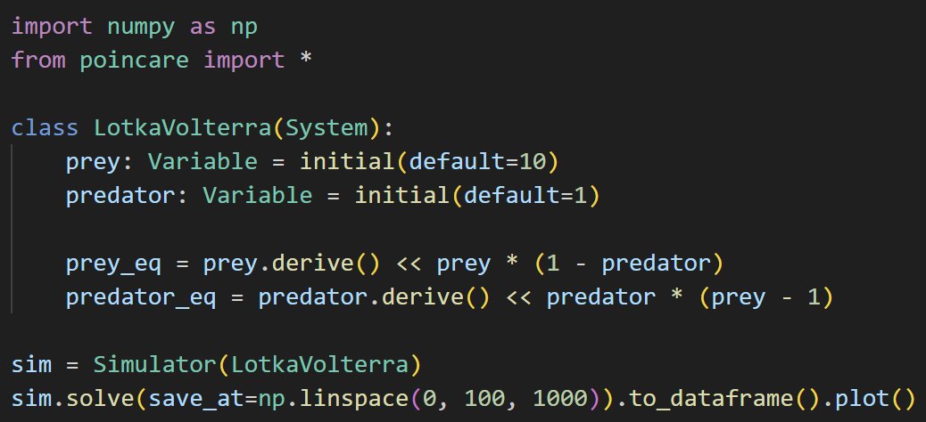 StOliverio's tweet photo. Poincare and simbio 1.0.0 have released! We've been working with @GreccoHernan, @maurosilber and @DiNapoli_Tomas
to create poincare, a python library for dynamical systems simualtion, and simbio, which adds bindings for chemical reactions. https://t.co/tVFclosg9i