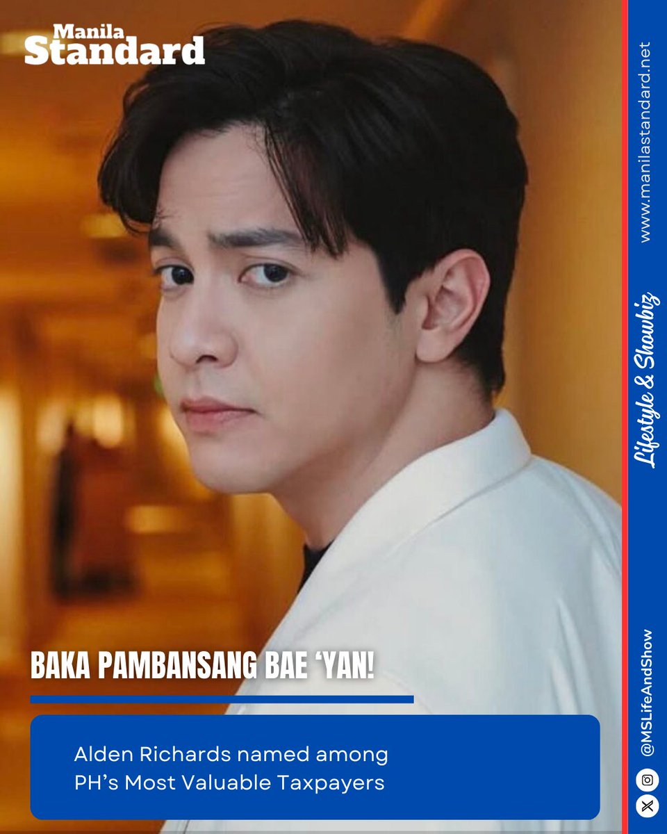 Actor  Alden Richards  was recognized as one of the country’s Most Valuable Taxpayers for 2025 during the Bureau of Internal Revenue’s 2026 Tax Campaign Kick-off.

READ: manilastandard.net/showbiz/314711…