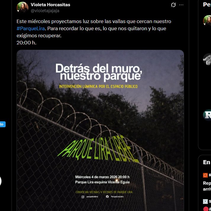 Años el Parque Lira en el olvido y ahora que lo ocupan de forma temporal surgen estas expresiones.