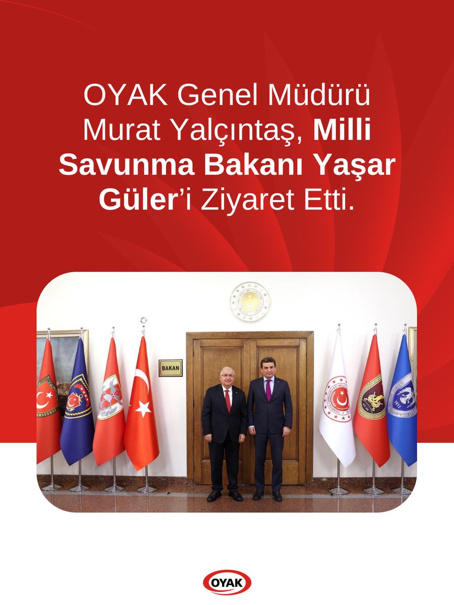 OYAK Genel Müdürü Murat Yalçıntaş, Millî Savunma Bakanı Yaşar Güler’i makamında ziyaret etti.

Yalçıntaş, görüşmede OYAK’ın çalışmaları hakkında bilgilendirmede bulundu.