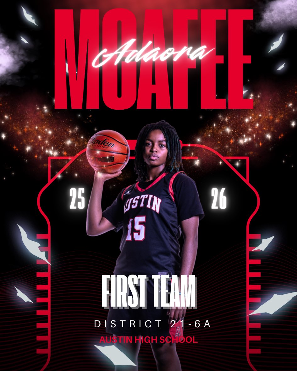 AHS_GirlsBB's tweet photo. Congratulations 🎉 

2025-2026 Lady Dawgs All-District 🏀

First Team:
Paige Rolls (Jr.)
Adaora McAfee (Sr.)

Newcomer of the Year:
Aliyah Trimble (Soph.)

Honorable Mention:
Ava Nutzman (Jr.)

@SFAHS_Bulldogs @FBISDAthletics @AHSBulldogs https://t.co/Kk8V0HzLYq