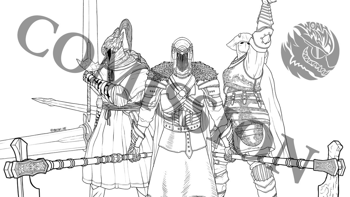 Ada2987_art's tweet image. A (finally) finished comission for anonymous! Renders of three jolly cooperation characters from Dark Souls 3. The characters were fully linearted from top to bottom but for safety of comissioner, I post them cropped.
#darksouls #fromsoftware #comission