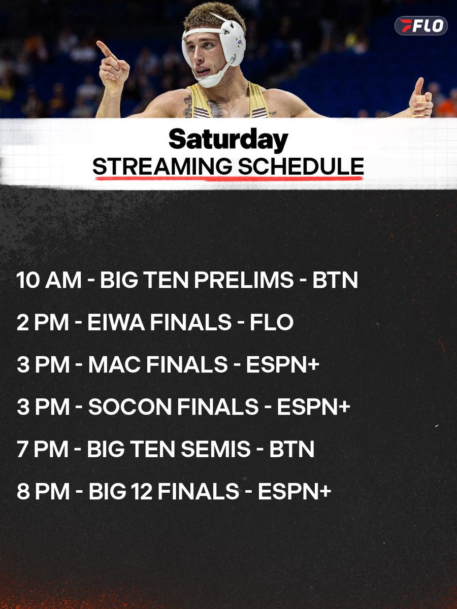 FloWrestling's tweet photo. NCAA conference weekend is here. Time to lock in. All times Eastern. https://t.co/t86bhdVTc7