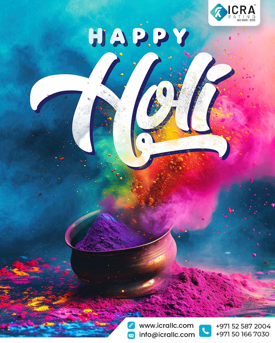 IcraRating's tweet photo. May this Holi add bright colors to your dreams, fresh energy to your goals, and happiness to every step forward. Let’s celebrate togetherness, positivity, and new beginnings. Wishing you and your loved ones a joyful and colorful Happy Holi! 🌈🎨✨ https://t.co/WsFCVCsfxq