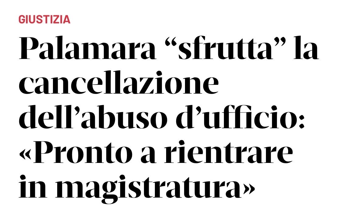 L’effetto della cancellazione dell’abuso d’ufficio  di questo governo  –  potrebbe favorire il rientro proprio di Palamara nell’ordine giudiziario!!! 
Pensa che che imbecilli