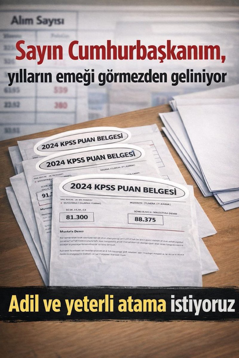 <a href="/RTErdogan/">Recep Tayyip Erdoğan</a> Değerli Cumhurbaşkanım,hastanelerde personel ihtiyacı büyürken yüksek puanlı sağlıkçılar hak ettikleri alımı rica ediyor.Siz saygıdeğer liderimiz yardımcı olun lütfen.<a href="/RTErdogan/">Recep Tayyip Erdoğan</a> <a href="/drmemisoglu/">Prof. Dr. Kemal Memişoğlu</a> <a href="/saglikbakanligi/">T.C. Sağlık Bakanlığı</a> <a href="/tcbestepe/">T.C. Cumhurbaşkanlığı</a> #KPSS2024AtamaBekliyor